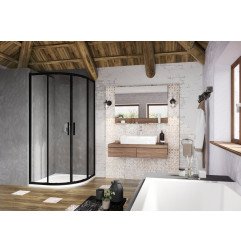 Pusapvalė dušo kabina Ravak Blix Slim, BLSCP4-90 juoda+stiklas Transparent
