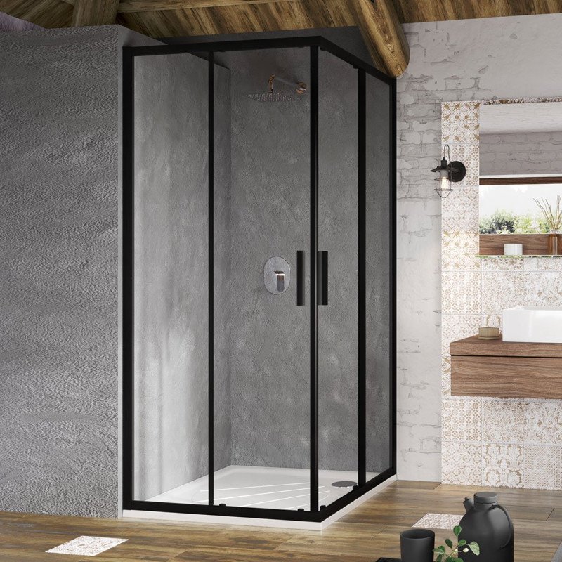 Kvadratinė dušo kabina Ravak Blix Slim, BLSRV2-80 juoda+ stiklas Transparent Kvadratinė dušo kabina Ravak Blix Slim, BLSRV2-80 juoda+ stiklas Transparent