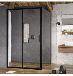 Stacionari sienelė Ravak Blix Slim, BLSPS-90 juoda+stiklas Transparent 1