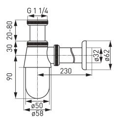 Praustuvo sifonas Ferro, juodas S30-BL