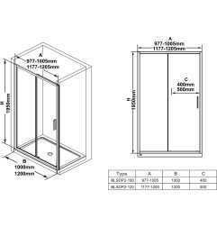 Stumdomos dušo durys Ravak Blix Slim, BLSDP2-110 blizgus+stiklas Transparent 7