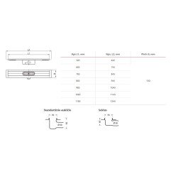 Dušo latako korpusas Aco ShowerDrain C, 92 mm su horizontaliu flanšu, 885 mm 3