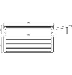 Rankšluoščių laikiklis Ravak 10°, TD 330.20 su lentynėle, juodas 4
