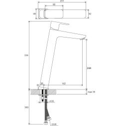 Praustuvo maišytuvas Ravak 10° Free, TD F 015.20 333 mm, be dugno vožtuvo, juodas 5
