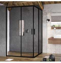Stačiakampės dušo kabinos sienelė Ravak Blix Slim, BLSRV2K-80, juoda+stiklas Transparent 1