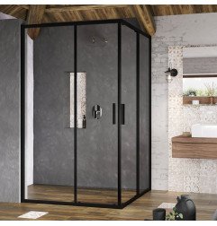 Stačiakampės dušo kabinos sienelė Ravak Blix Slim, BLSRV2K-90, juoda+stiklas Transparent 1