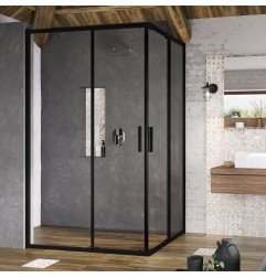 Stačiakampės dušo kabinos sienelė Ravak Blix Slim, BLSRV2K-100, juoda+stiklas Transparent 1