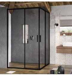 Stačiakampės dušo kabinos sienelė Ravak Blix Slim, BLSRV2K-120, juoda+stiklas Transparent 1