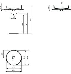 Pastatomas praustuvas Ideal Standard Strada II, Ø 450 mm apvalus 5