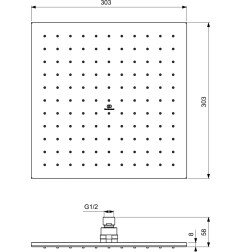 Stacionari dušo galva Ideal Standard, IdealRain Square 300x300 mm, chromas 3