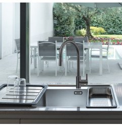 Plautuvės maišytuvas Franke Eos-Neo, su ištraukiamu dušeliu, industrinė juoda