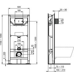 WC rėmo komplektas Ideal Standard ProSys, su WC Tesi Aquablade ir soft-close dangčiu Silk Black M1 6