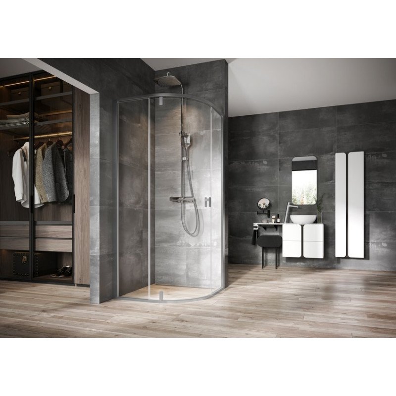 Pusapvalė dušo kabina Ravak Nexty, NSKK3-90 satinas+Transparent