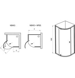 Pusapvalė dušo kabina Ravak Nexty, NSKK3-90 satinas+Transparent