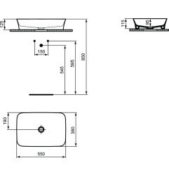 Pastatomas praustuvas Ideal Standard Ipalyss, stačiakampis 380x550 mm, Mink, be persipylimo 6