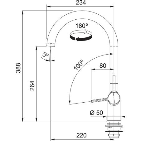 Plautuvės maišytuvas Franke Active J, Juoda matinė, be ištraukiamo dušelio