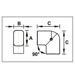 Alkūnė kondicionieriaus vamzdžių kanalui Tecnosystemi, lanksti vertikali Black-Line CPS72-EXC juoda