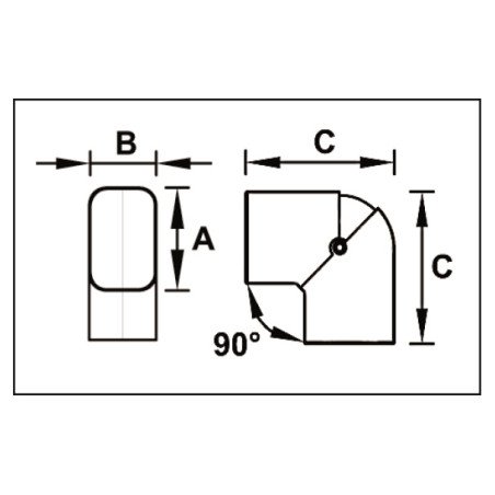 Alkūnė kondicionieriaus vamzdžių kanalui Tecnosystemi, lanksti vertikali Black-Line CPS72-EXC juoda