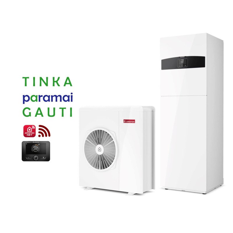 Šilumos siurblys Oras-Vanduo Ariston Nimbus R32, Compact, 80 S Net 11.74 kW, su integruotu 177l vandens šildytuvu ir Wi-Fi Šilumos siurblys Oras-Vanduo Ariston Nimbus R32, Compact, 80 S Net 11.74 kW, su integruotu 177l vandens šildytuvu ir Wi-Fi