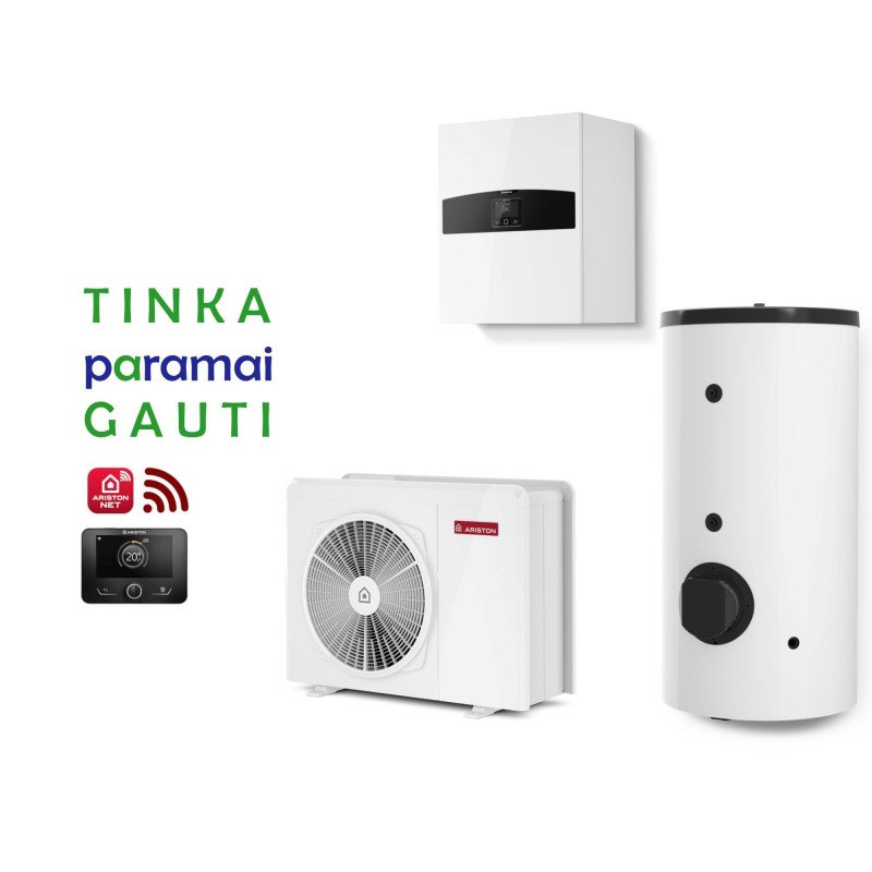 Šilumos siurblys Oras-Vanduo Ariston Nimbus R32, Flex, 50 S Net 7.57 kW, su 190l vandens šildytuvu ir Wi-Fi