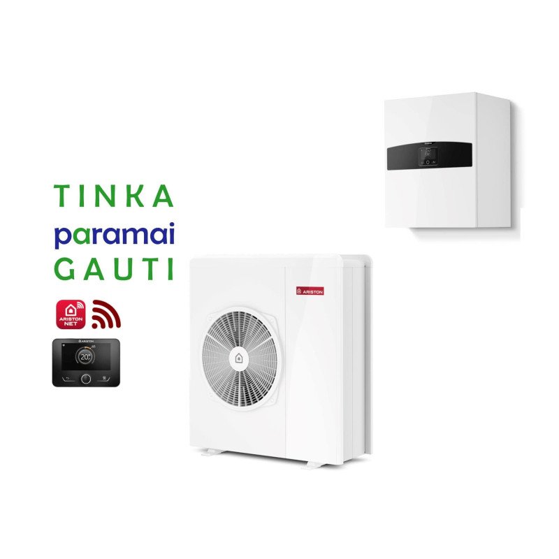 Šilumos siurblys Oras-Vanduo Ariston Nimbus R32, Plus, 80 S Net 11.74 kW, su Wi-Fi