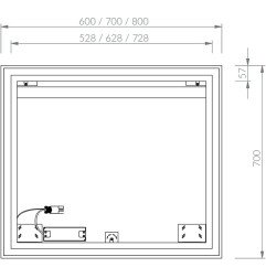 Veidrodis su LED apšvietimu Ravak Oblong I, 800x700 3