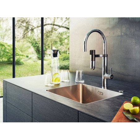 Plautuvės maišytuvas Franke su filtru, Vital J-Spout Chromas/Gunmetal filtruotam ir karštam/šaltam vandeniui