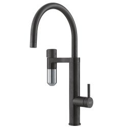 Plautuvės maišytuvas Franke su filtru, Vital J-Spout industrinė juoda/nerūdijantis plienas filtruotam ir karštam/šaltam vandeniu