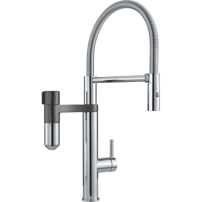 Plautuvės maišytuvas Franke su filtru, Vital Semi-Pro Chromas/Gunmetal filtruotam ir karštam/šaltam vandeniui Plautuvės maišytuvas Franke su filtru, Vital Semi-Pro Chromas/Gunmetal filtruotam ir karštam/šaltam vandeniui