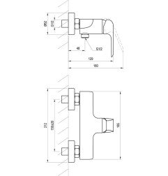 Sieninis maišytuvas Ravak Flat, dušo FL 032.20/150 juoda 3