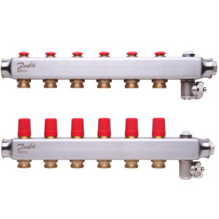 Reguliuojamas grindinio šildymo kolektorius Danfoss, be srauto matuoklių, SSM 6 žiedų 1