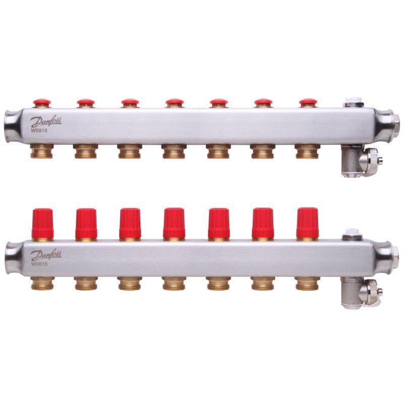 Reguliuojamas grindinio šildymo kolektorius Danfoss, be srauto matuoklių, SSM 7 žiedų Reguliuojamas grindinio šildymo kolektorius Danfoss, be srauto matuoklių, SSM 7 žiedų