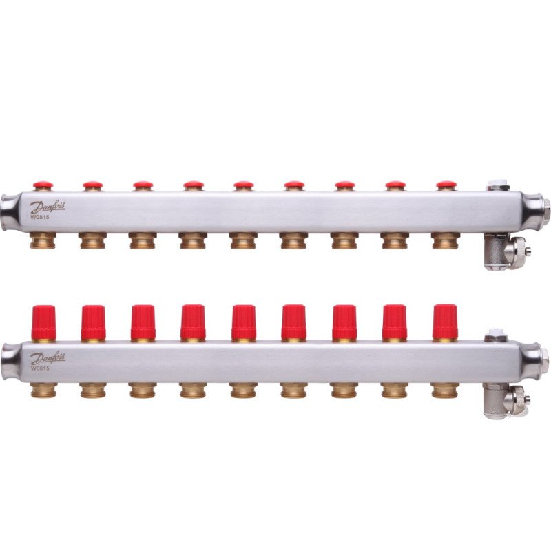 Reguliuojamas grindinio šildymo kolektorius Danfoss, be srauto matuoklių, SSM 9 žiedų Reguliuojamas grindinio šildymo kolektorius Danfoss, be srauto matuoklių, SSM 9 žiedų