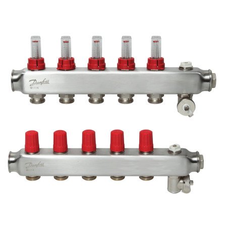 Reguliuojamas grindinio šildymo kolektorius Danfoss, su srauto matuokliais, SSM-F 5 žiedų 1