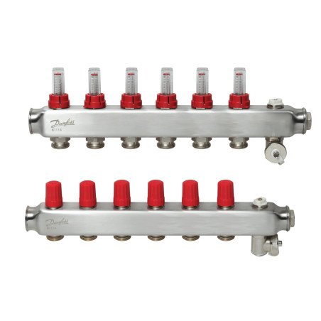 Reguliuojamas grindinio šildymo kolektorius Danfoss, su srauto matuokliais, SSM-F 6 žiedų 1