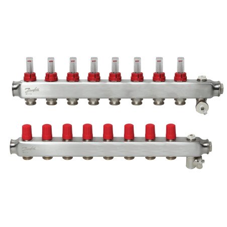 Reguliuojamas grindinio šildymo kolektorius Danfoss, su srauto matuokliais, SSM-F 8 žiedų 1