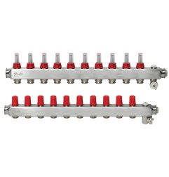 Reguliuojamas grindinio šildymo kolektorius Danfoss, su srauto matuokliais, SSM-F 10 žiedų 1