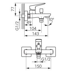 Vonios maišytuvas Ferro Vitto Verdeline, juodas