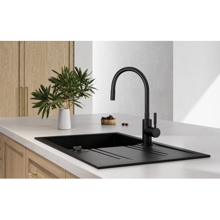 Plautuvės maišytuvas Ferro Zumba, juodas, lankstus