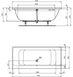 Akrilo vonia Ideal Standard Connect Air, Duo 170x75 cm 3