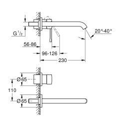 Virštinkinė dalis praustuvo maišytuvui Grohe, Essence L-dydžio 3