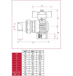 Rutulinis ventilis ITAP Ideal su išardomu sujungimu, kampinis, d3/4''