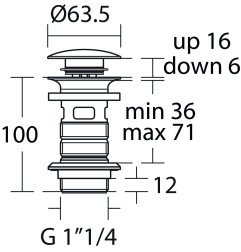 Praustuvo sifono vožtuvas Ideal Standard, praustuvams su persipylimu, Magnetic Grey