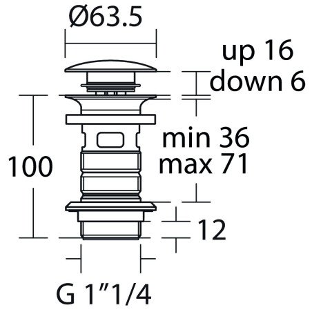 Praustuvo sifono vožtuvas Ideal Standard, praustuvams su persipylimu, Magnetic Grey