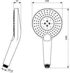 Rankinė dušo galva Ideal Standard, Evo Jet Ø125 mm 4
