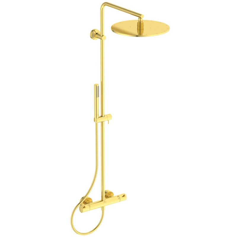 Stacionari dušo sistema Ideal Standard Ceratherm T125, su Ø300 galva ir Stick rankiniu dušu, Brushed Gold Stacionari dušo sistema Ideal Standard Ceratherm T125, su Ø300 galva ir Stick rankiniu dušu, Brushed Gold