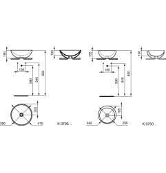 Pastatomas praustuvas Ideal Standard Strada O, Ø41 cm apvalus, Silk Blak matinė juoda 6