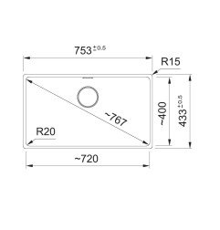 Po stalviršiu montuojama granitinė plautuvė Franke Maris, MRG 110-72, Glacier, rankinis ventilis