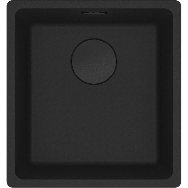 Po stalviršiu montuojama granitinė plautuvė Franke Maris, MRG 110-37, Juoda matinė, juodas rankinis ventilis
