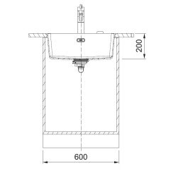 Po stalviršiu montuojama granitinė plautuvė Franke Maris, MRG 110-52, Juoda matinė, rankinis ventilis 3